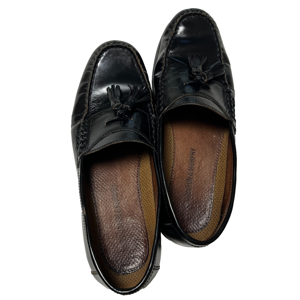 JOHNSTON & MURPHY Hayes Tassel Black Leather Loafers Men's 7.5 Dress Shoes
